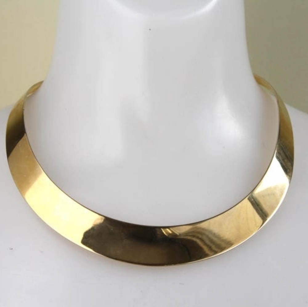 Vintage ALM SOHO Goldtone Modernist necklace choker Disco Classic